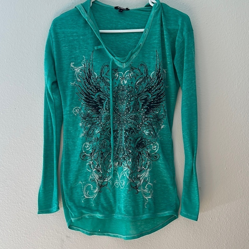 Graphic cross y2k wings long sleeve